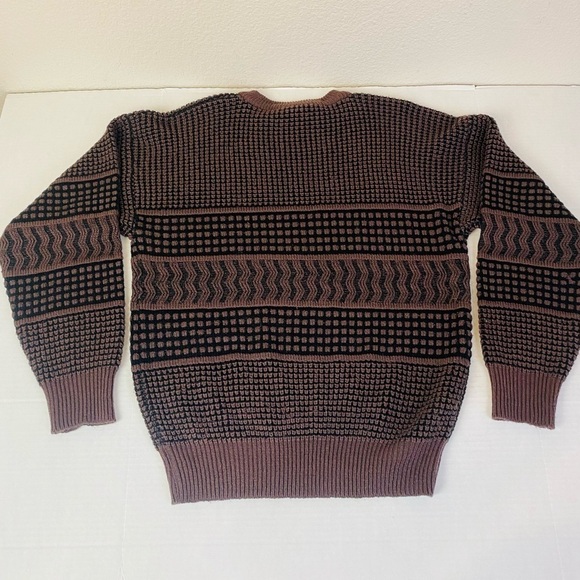 Spettro 90’s Brown/Black Crew Neck Grandpa Holiday  Knit Sweater Size XL - Picture 2 of 5